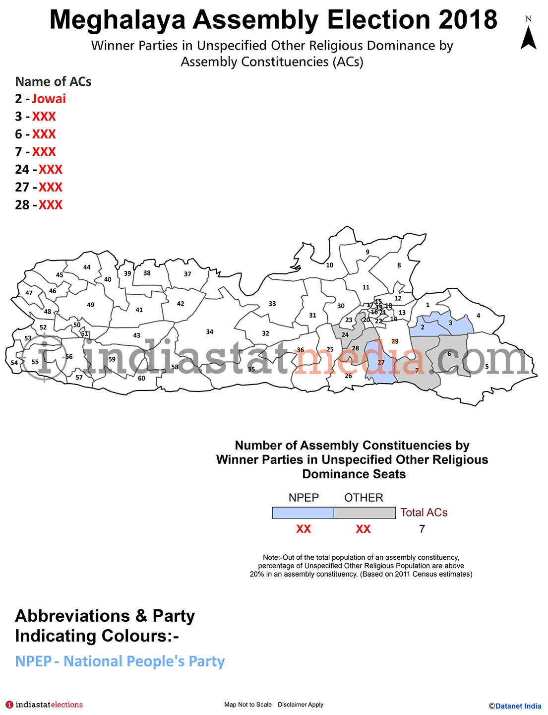 Winner Parties in Unspecified Other Religious Dominance by Constituencies in Meghalaya (Assembly Election - 2018)