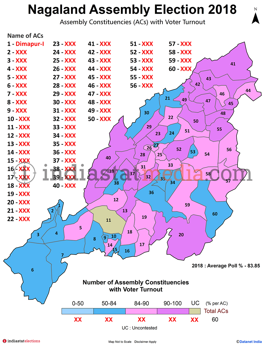 Assembly Constituencies (ACs) with Voter Turnout in Nagaland (Assembly Election - 2018)