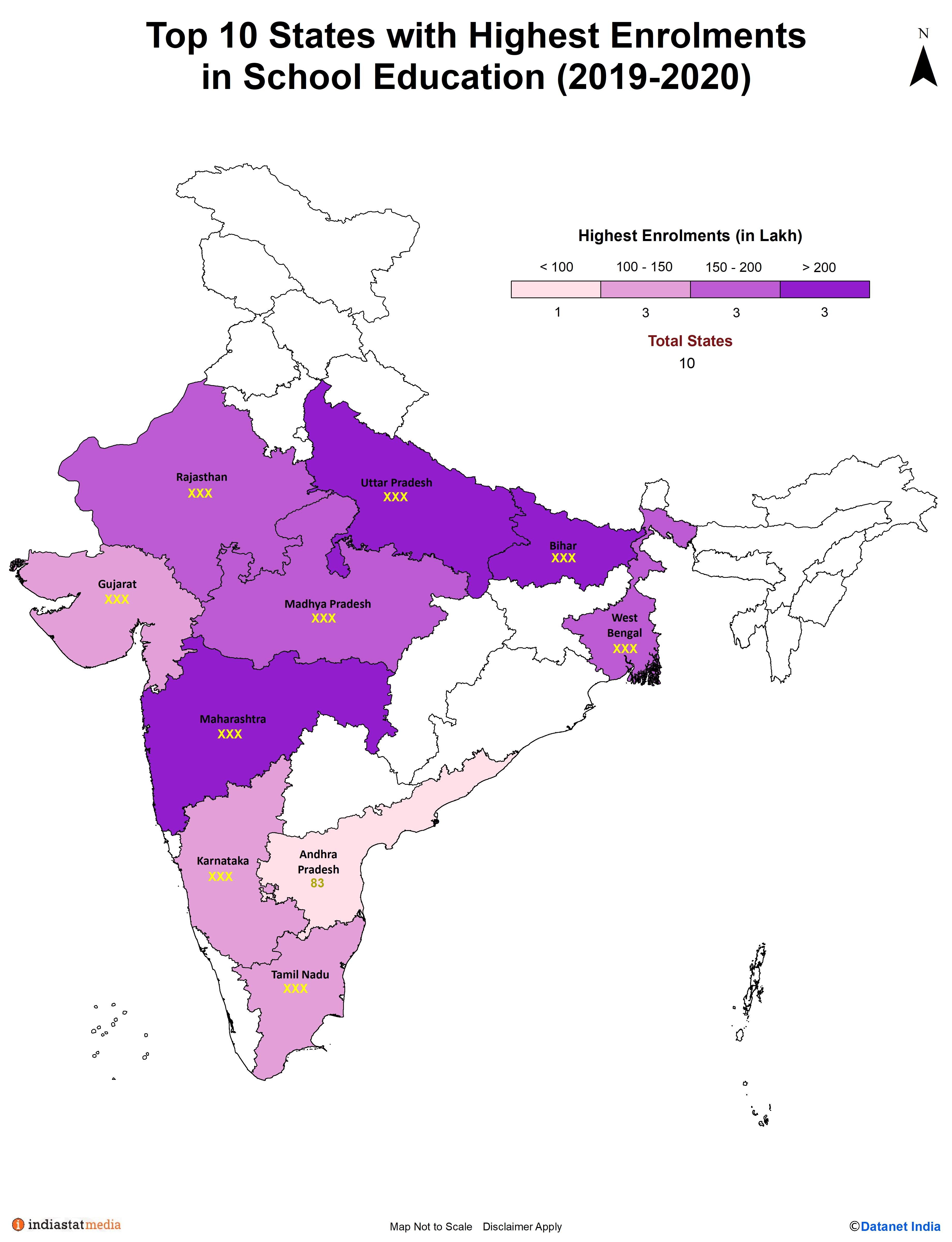 Top 10 States with Highest Enrolments in School Education in India (2019-2020)