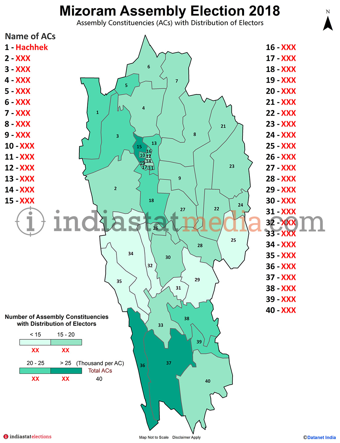 Assembly Constituencies (ACs) with Distribution of Electors in Mizoram (Assembly Election - 2018)