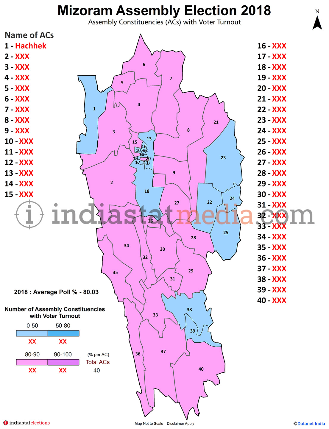 Assembly Constituencies (ACs) with Voter Turnout in Mizoram (Assembly Election - 2018)